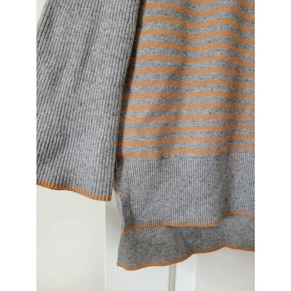 Anthropologie Elise Ribbed Tunic Gray Brown Stripe Off-the-Shoulder Size XS - Picture 6 of 11